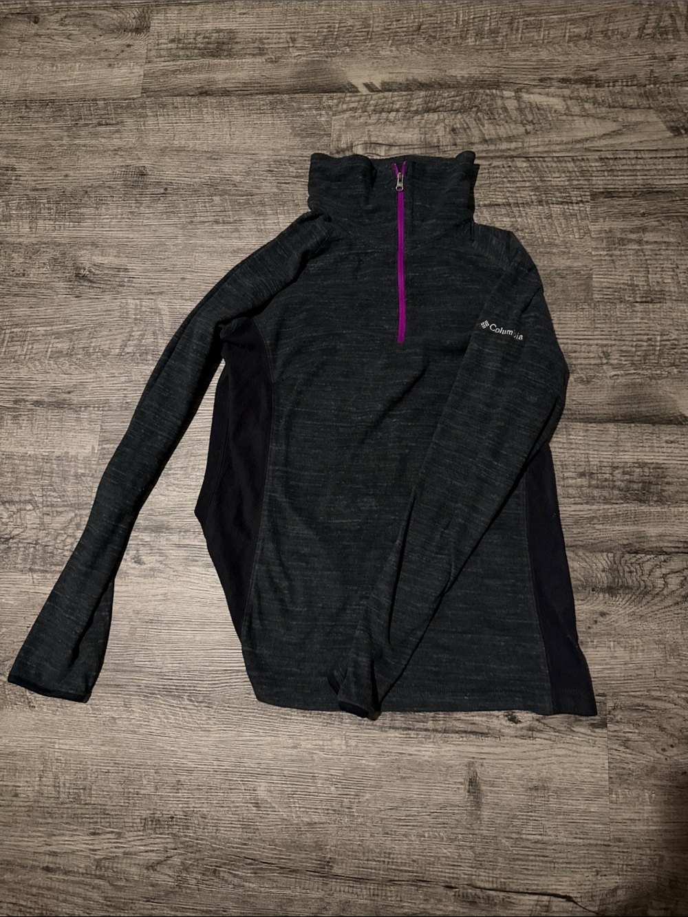 Columbia Women's Dark Gray Half-Zip Pullover with Purple Zipper